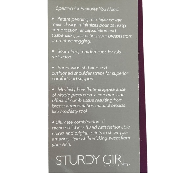 4/$20 NWT Sturdy Girl Sports Santa Monica High Impact Sports Bra 34DD Purple Blk - Picture 5 of 10